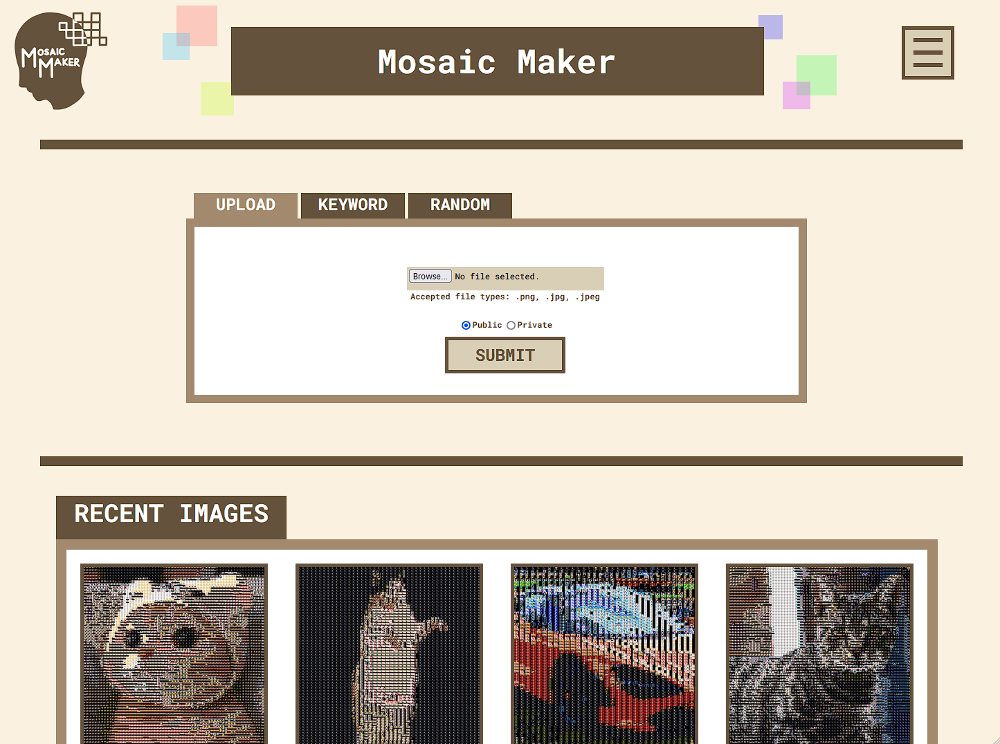 Mosaic Maker Home Page