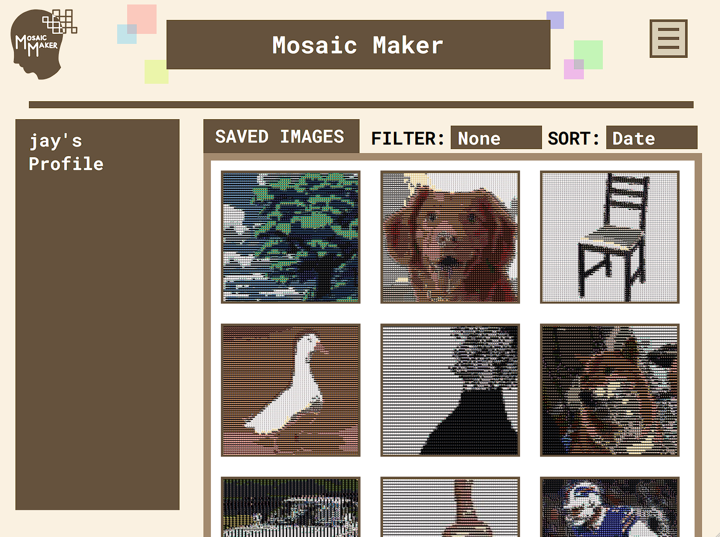 Mosaic Maker Profile Page